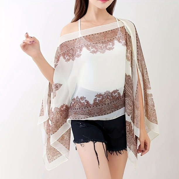 Stylish Paisley Print Chiffon Shawl - Perfect for Boho Trend, Sunscreen Wrap, Travel & Beach!