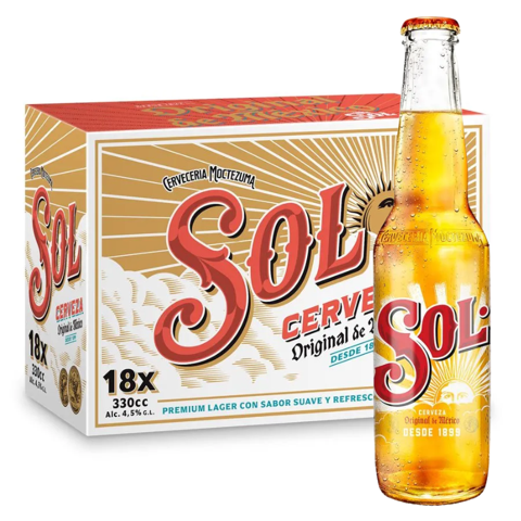 Cerveza Sol Lager 4.5° 330 Cc Pack 18 Un