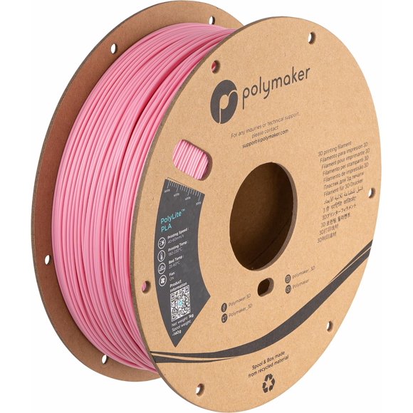 Filamento Polymaker PolyLite PLA para impresión 3D, 1,75 mm, 1 kg, color rosa
