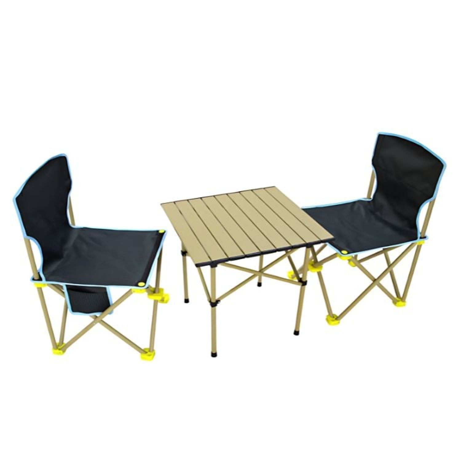 Pitaya - Conjunto 2 Sillas Color Negro Y Mesa Plegables Para Exteriores