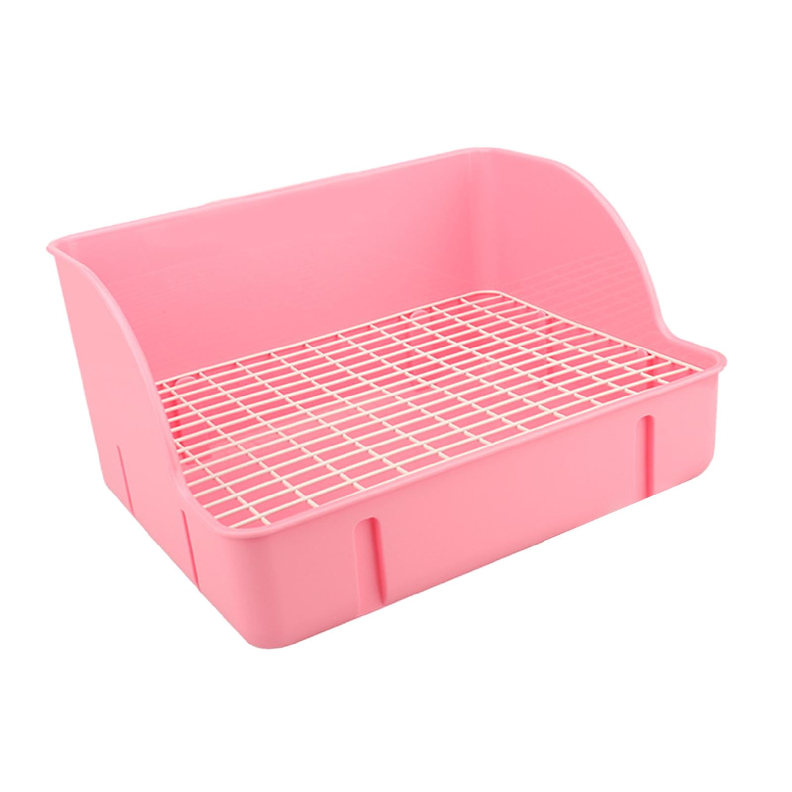 Magideal - Caja De Arena Para Conejos - Jaula De Arena Para Esquinas De Inodoro Para Mascotas Rectangular De Plástico Para Animales Pequeños Bandeja Para Mascota , Rosado Alfiler