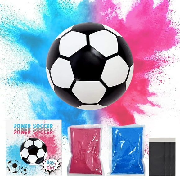 Kit de Polvo para Revelación de Género con Balón de Fútbol FIEKEICC Azul y Rosa
