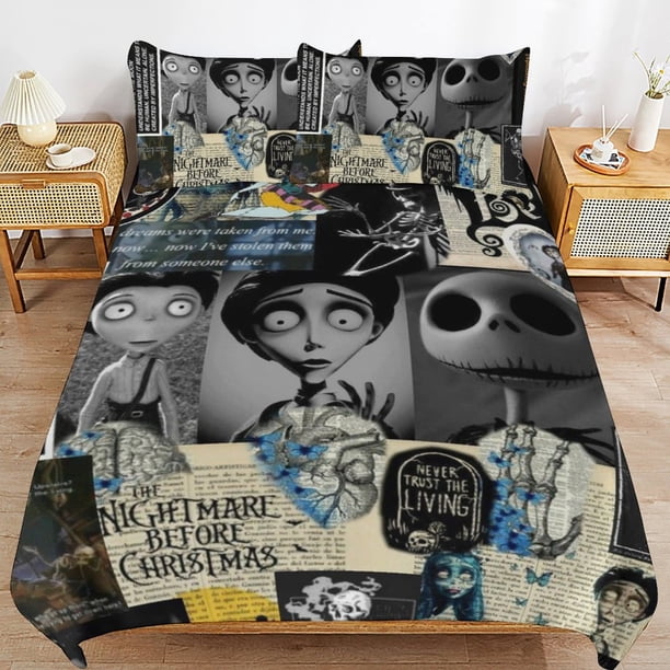 Corpse Bride And Jack Skellington Duvet Cover Set 3 Piece Bedding Set Double Sided Printing Decorative Comforter Cover Set