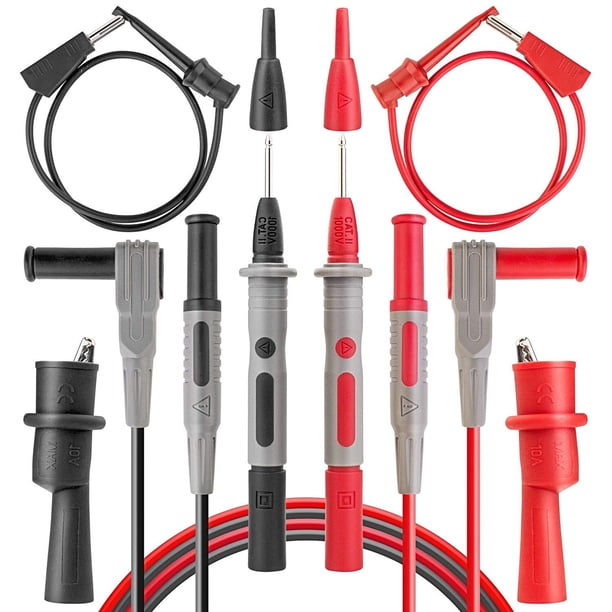 Juego de cables de prueba para multímetro AstroAI, 8 piezas, 1000 V, 10 A, CAT III y IV