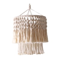 Magideal - Pantalla De Lámpara Colgante De Macramé Bohemio, Cubierta De Lámpara Colgante De Pared De Macramé, Lámpara De Techo, Decoración Para Dormitorio, Decor Estructura Metálica 30X40Cm