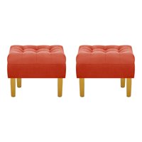 Bodevir - Set Pouf Wood 1C Felpa 01 Naranjo