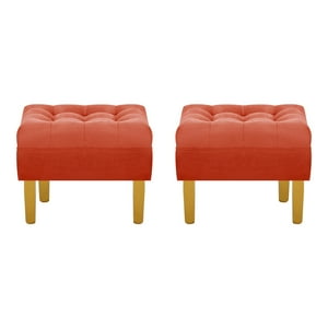 Bodevir - Set Pouf Wood 1C Felpa 01 Naranjo