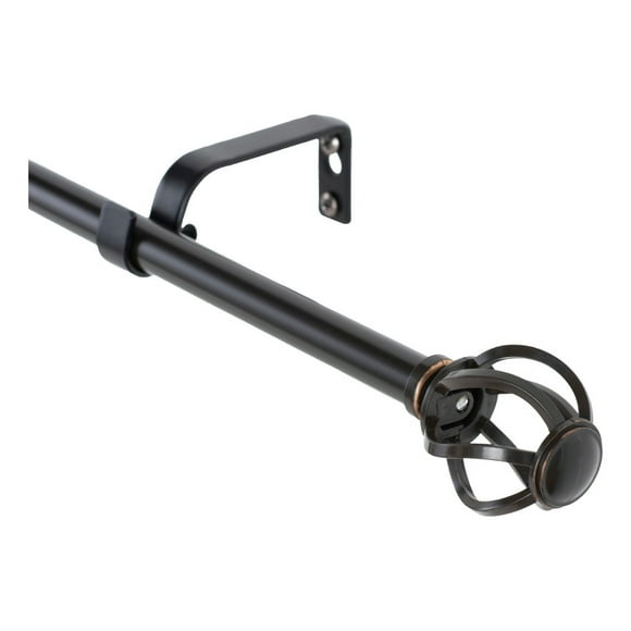 Set Simple De Barra Para Cortina Extensible 70-120 Cm De Metal Diámetro 13/16 Mm Soporte De Muro Terminal Nido Color Negro Orb