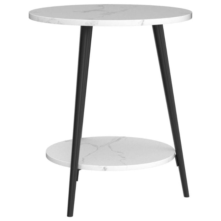 Pitaya - Mesa De Centro Redonda 40*40*52cm Color Blanco Con Patas Negras