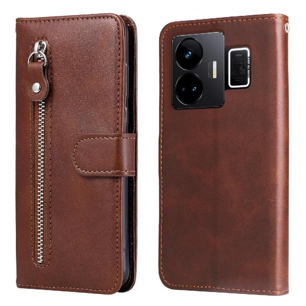 Funda con Cremallera para Realme GT Neo 5, Carcasa Cartera de Cuero PU con Soporte y Tarjetero