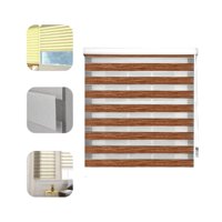 Genérico - Cortina Roller Jaspeada Duo Zebra Dia Noche 120X200Cm Cafe Claro