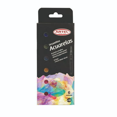 Estuche Acuarela Pasteles 6 Colores Metálicos Artel