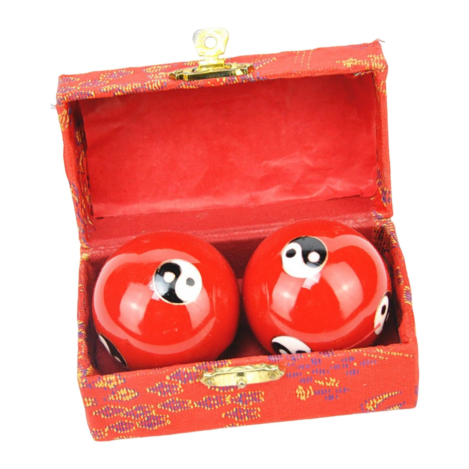 Ioensy - Bolas Baoding Portátiles Con Caja De Almacenamiento Duraderas Para Niños Ancianos Padres Rojo Tai Chi