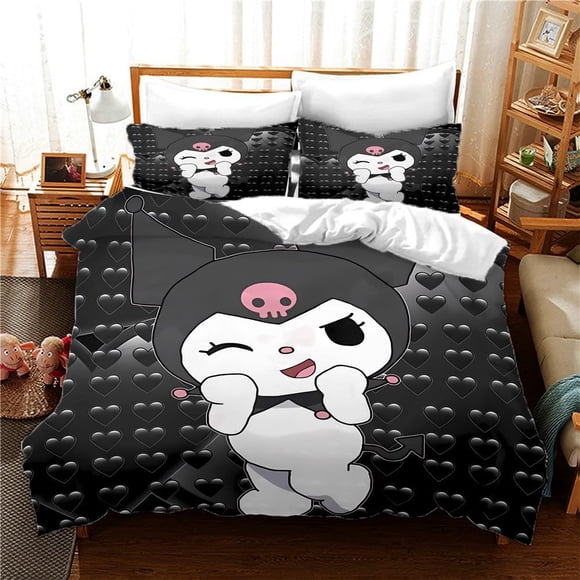 Cut-e Ani-me Car-toon Duv-et Cove-r Set- 3D Printed- Lightw-eight a-nd Com-fortable Be-dding- 3-Piece -Bedding -for Boys- and Gir-ls Bed-room Decorati-on
