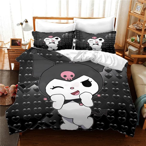 Cut-e Ani-me Car-toon Duv-et Cove-r Set- 3D Printed- Lightw-eight a-nd Com-fortable Be-dding- 3-Piece -Bedding -for Boys- and Gir-ls Bed-room Decorati-on