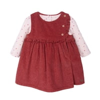 Pillin - Vestido Bebé Niña Cotelé Con Polera Manga Larga Rojo