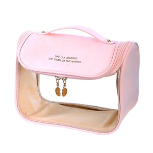 Ioensy - Bolsas De Maquillaje Transparentes Para Viajes Esenciales De Viaje Artículos De Tocador Hombres Mujeres Niñas Rosa