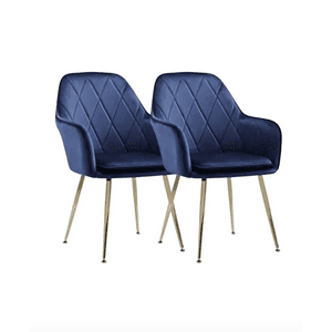 Habita2 Chile - Pack 2 Poltronas Base Dorada Velvet Lux - Azul