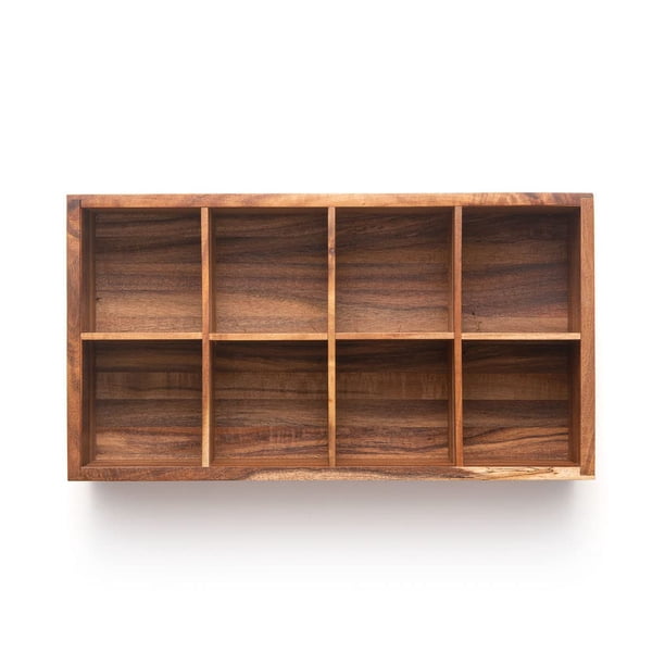 Caja para té Cornwall de Ironwood, organizador de té de 8 compartimentos, madera de acacia