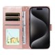 thumbnail image 5 of Funda Cartera para iPhone 14 Pro Perro Cachorro Grabado con Tarjetas Soporte Correa Rosa, 5 of 6