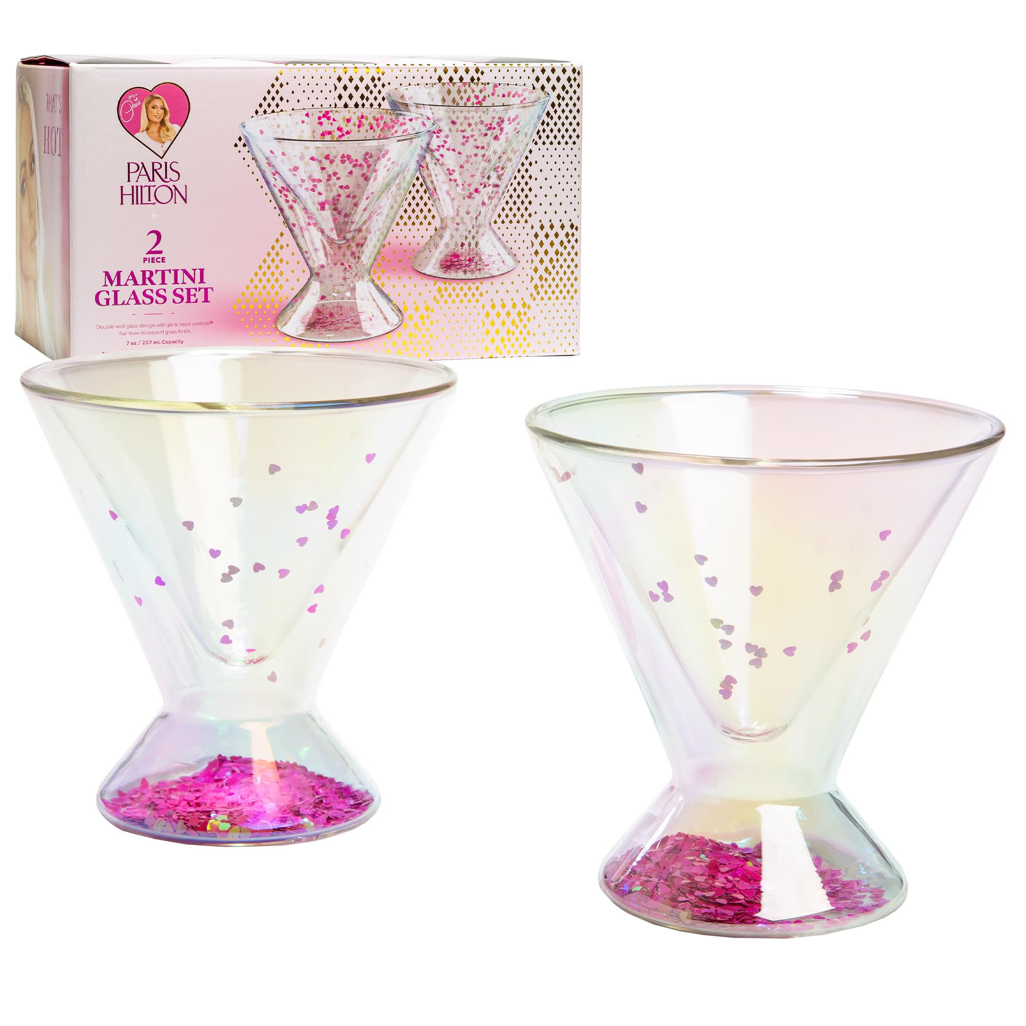 Juego De Vasos Martini Paris Hilton Double Wall, 207 Ml, 7 Oz, 2 Piezas