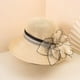 thumbnail image 5 of Women's Wide Brim Straw Bucket Hat with Floral Mesh Fascinator for Church, Weddings, and Beach Sun Protection - Perfect Valentine's Gift, 5 of 5