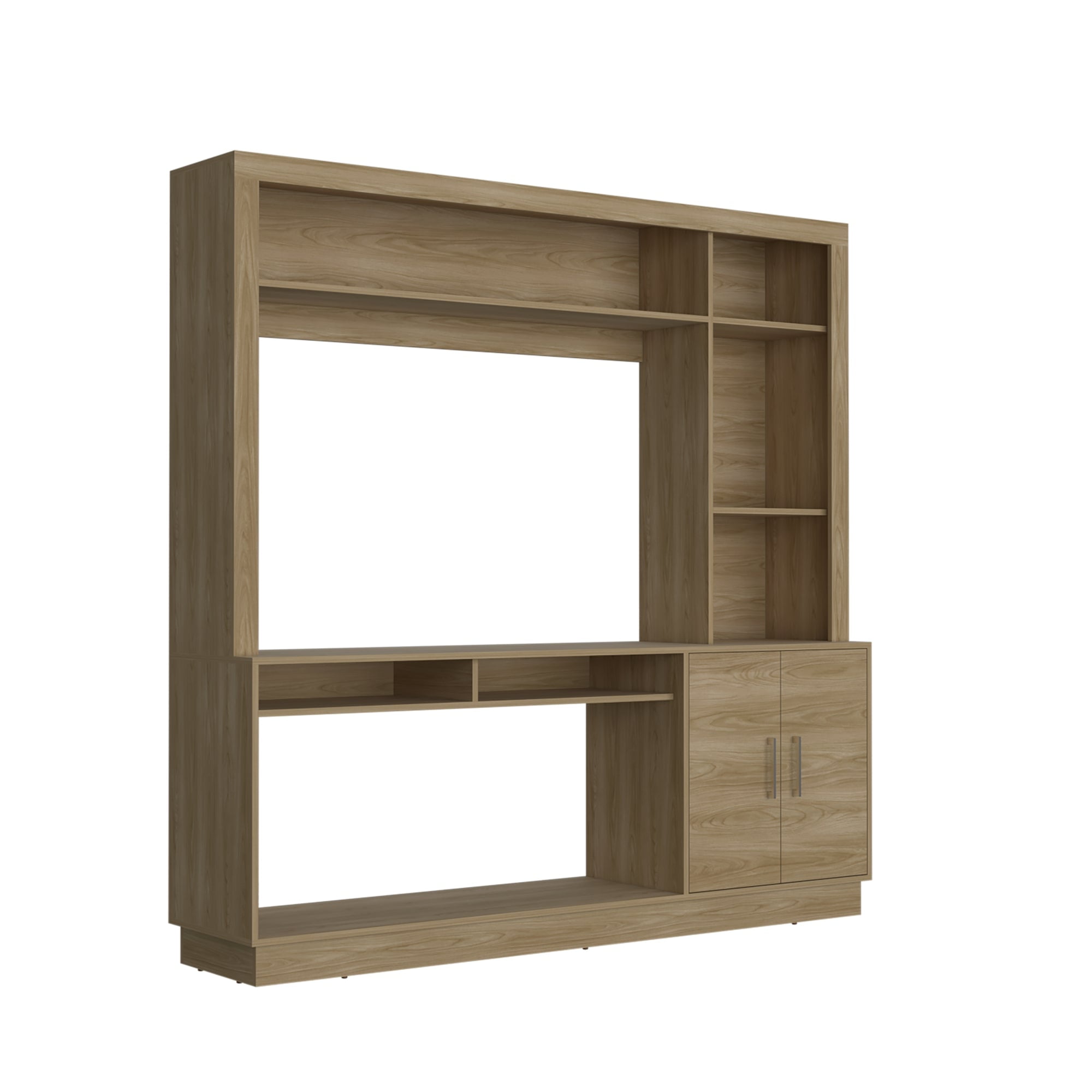 Fmfurniture - Estante Tv 55" 2 Puertas Café Claro