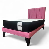 Vitelio - Cama 1 Plaza Fuscia + Colchon 22 Grosor Cm