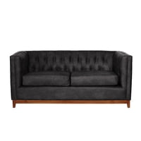 Latam Home - Sofa Roma 2C Cuero Colorado Negro
