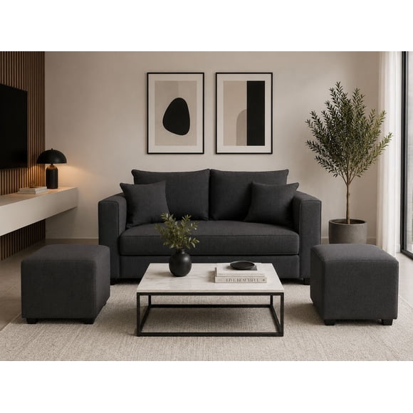 sofa aurelia 2 cuerpos 2 puff