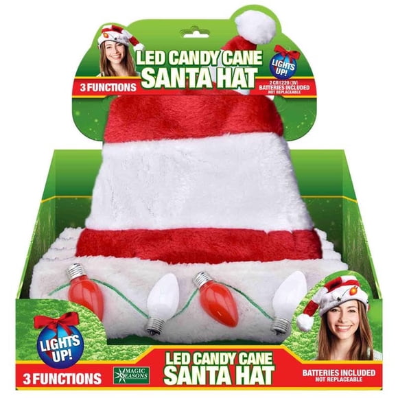 Gorro de peluche con forma de bastón de caramelo LED de MAGIC SEASONS