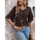 thumbnail image 3 of Blusa para mujer con volantes, escote en V y mangas 3/4, 3 of 3