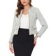 thumbnail image 1 of INSPIRE CHIC Traje de Maestra para el Regreso a Clases de Mujer Chaqueta Corta de Tweed a Cuadros Abierta para Oficina XS Blanco, 1 of 6