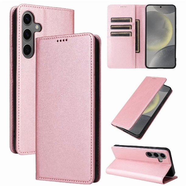 Funda Cartera para Samsung Galaxy S25 con Ranuras Tarjetas y Soporte - Protección Completa Oro rosa