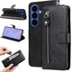 thumbnail image 1 of Funda tipo cartera para Samsung Galaxy S26 con bolsillo con cremallera y ranuras para tarjetas – Función de soporte Negro, 1 of 5