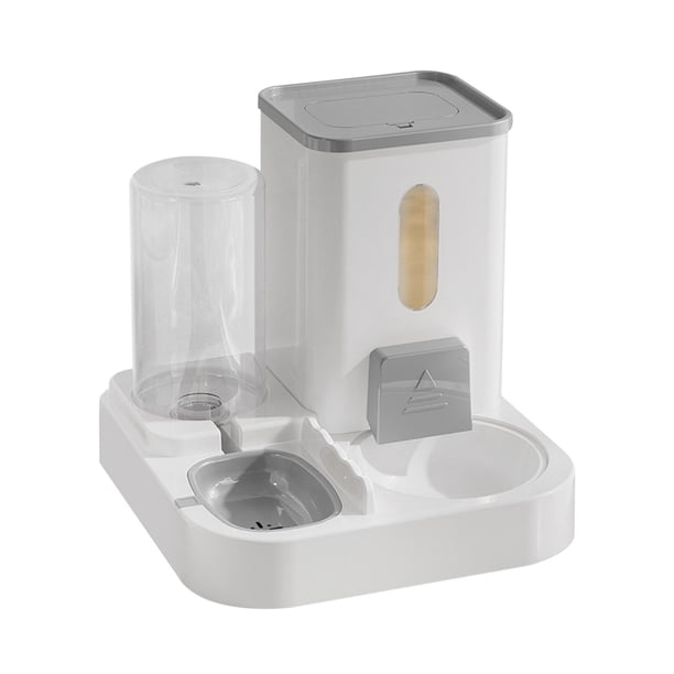 Alimentador de alimentos y dispensador de agua, dispensador automático de comida para gatos de interior, comedero para cachorros y plato para mascotas Gris