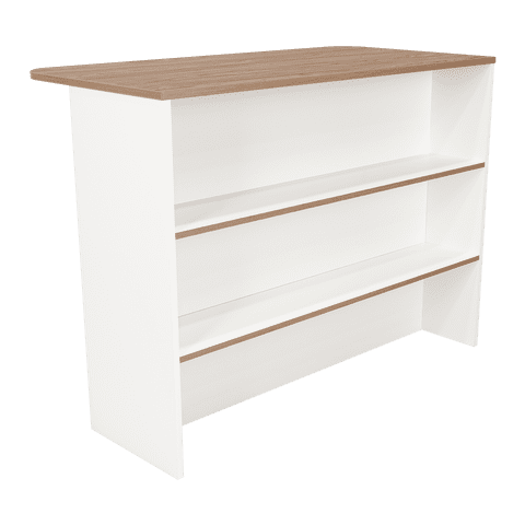 Fmfurniture - Isla Cocina 120X60X90 Cm Blanco Y Café