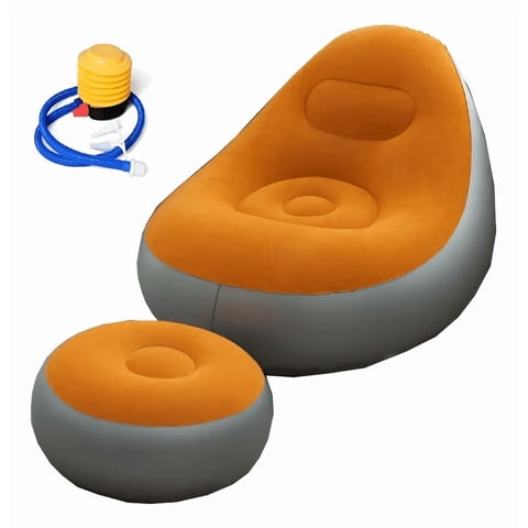 Genérico - Sofá Tumbona Silla Inflable Reposa Pies Puff X L + Inflador Color Naranja - 212095