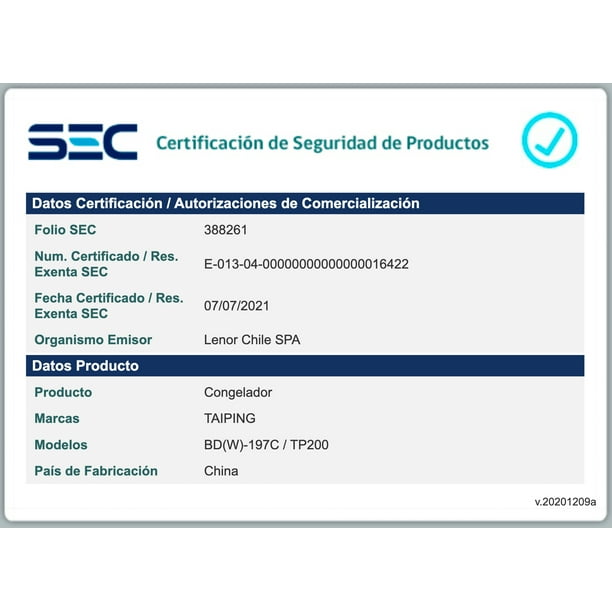 Freezer Congelador 200 litros Tapa Dura con llave TAI PING. CH200