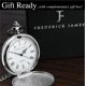 thumbnail image 5 of Reloj de bolsillo FJ FREDERICK JAMES 45 cm plateado grabado para padrinos de boda, 5 of 7