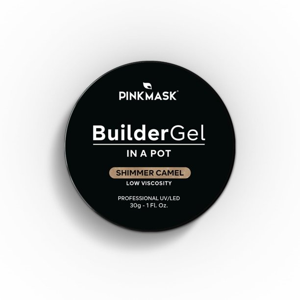 Gel constructor en pote 30 g Shimmer Camel, gel para extensión y fortalecimiento de uñas en frasco, gel de escultura UV/LED