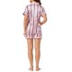 thumbnail image 3 of INSPIRE CHIC Conjunto de Pijama de Satén para Mujer Camisa de Manga Corta con Botones y Pantalones Cortos Ropa de Casa con Estampado Floral M Rosa Azul, 3 of 5
