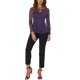 thumbnail image 2 of INSPIRE CHIC Blusa de Halloween para Mujer con Encaje, Abertura Frontal, Dobladillo Peplum, Manga Larga Transparente, Talla XL, Color Púrpura, 2 of 6