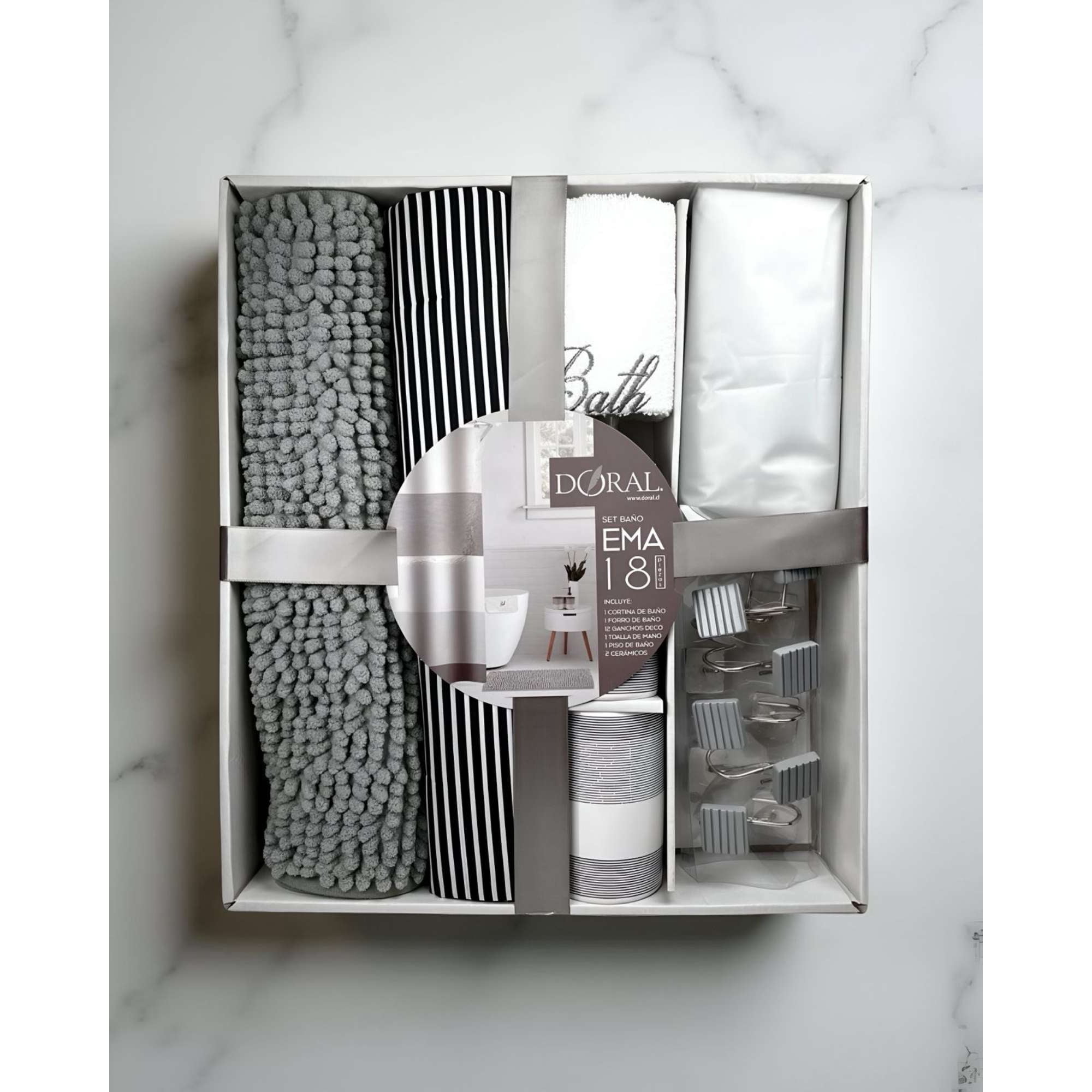 Set De Baño 18 Piezas Cortina Y Mas De Doral