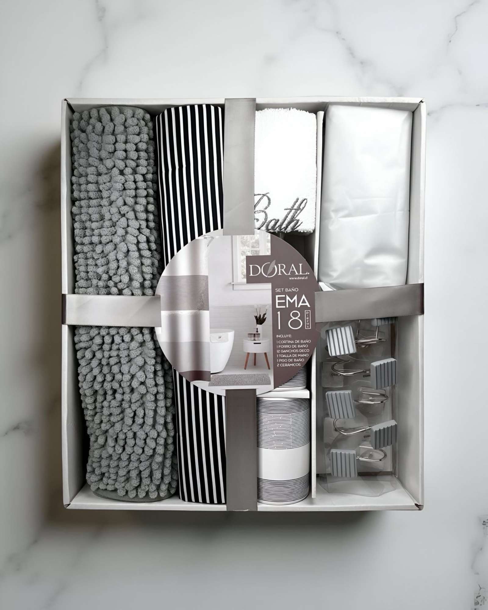 Set De Baño 18 Piezas Cortina Y Mas De Doral