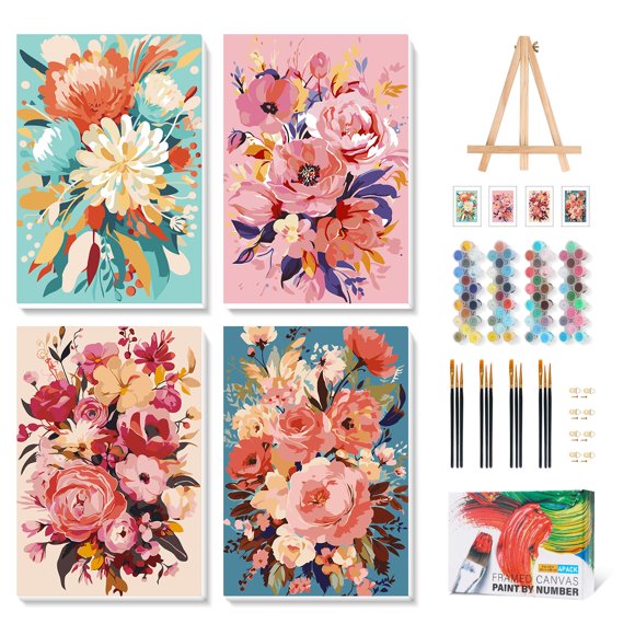 Kit de Pintura por Números Camocin 4 Pack con Caballete