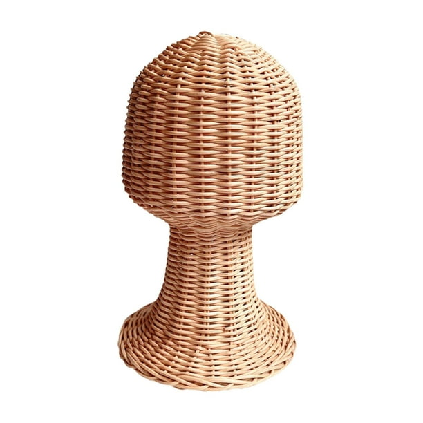 Perchero para sombreros, soporte ligero multifunción para diadema, soporte para peluca, cabeza de maniquí de ratán duradera para salón de mesa, tienda