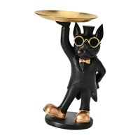 Bothyi - Perro Escultura Perro Estatua Organizador Para Pasillo Decoración Moderna Negro