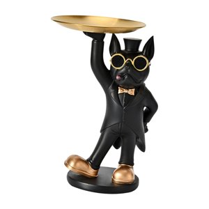 Bothyi - Perro Escultura Perro Estatua Organizador Para Pasillo Decoración Moderna Negro