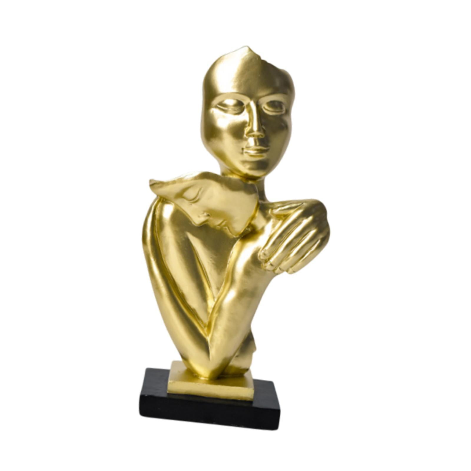 Bothyi - Escultura Abstracta De Resina Con Cara De Pareja Abrazándose Para Estantería De Chimenea, Dorada Para Las Fiestas.